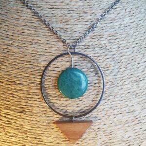 Pendentif bois pointe, turquoise